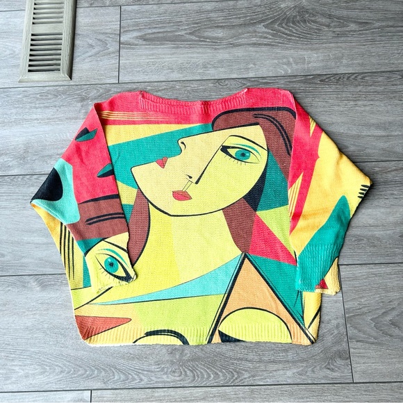 Made in Italy Pop Art Dolman Sleeve Boat Neck Sweater - Picture 4 of 12